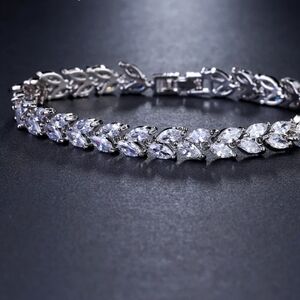18k White Gold plated Swarovski marquise bracelet